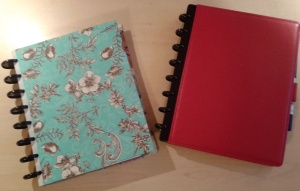 The ARC discbound notebook system from Staples.  The one on the left is a cover I made myself.