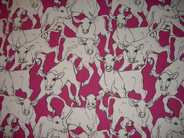 Utterly mad cow wallpaper found in The Crown Inn, Framlongham on the way home!